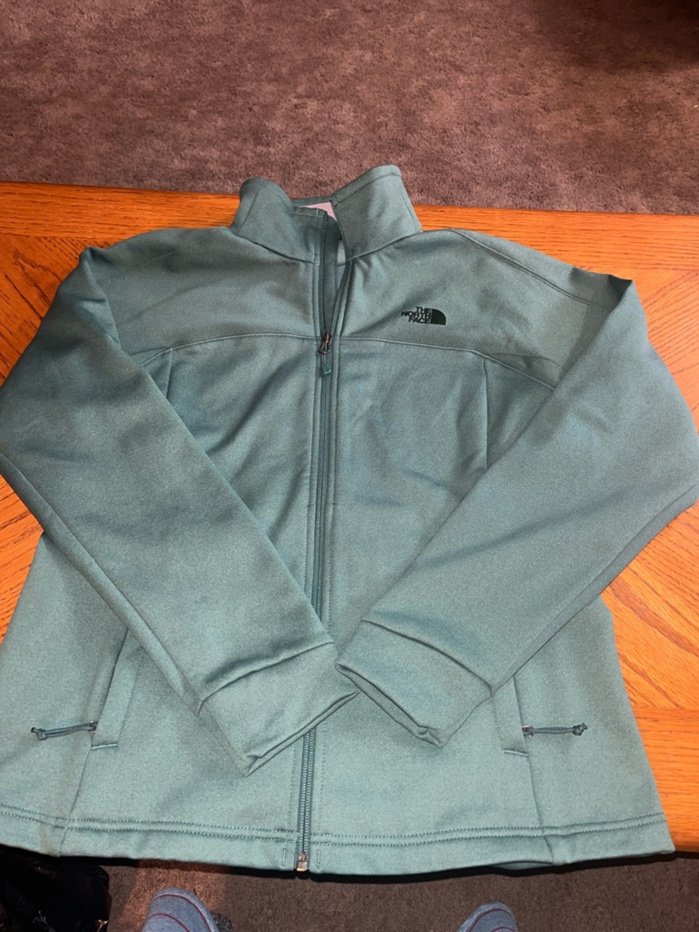 The North Face Teal Blue Elastic Mock Neck Full Zip Running Joggers Jacket